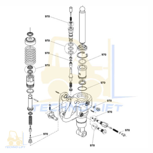 Ремкомплект гідроциліндра гідравлічного візка AM22, арт.51109588 / 51109599 (50469641 / 51083917)