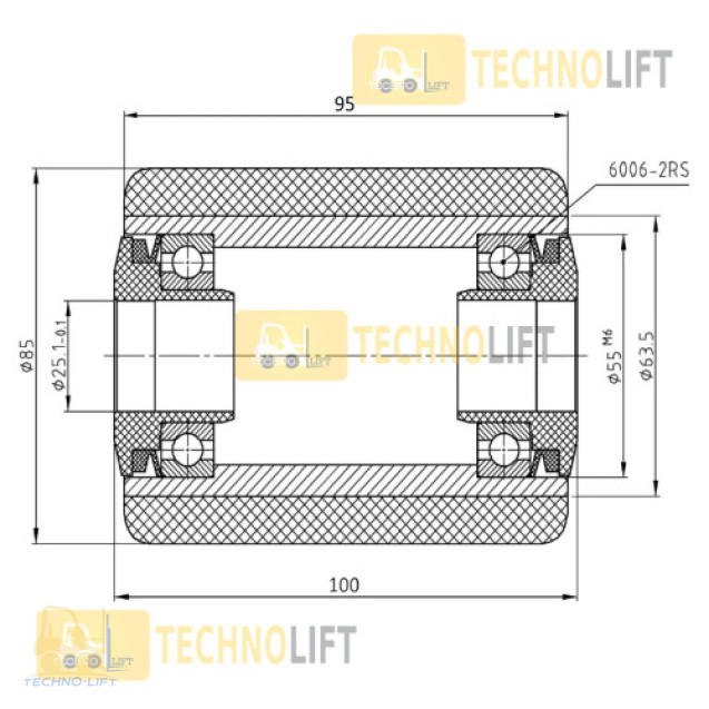 Вантажний ролик  85х100х25